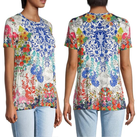 Johnny Was Shellinay Favorite Short Sleeves Crew Swing Tee Top L Bamboo $120 - Picture 2 of 16